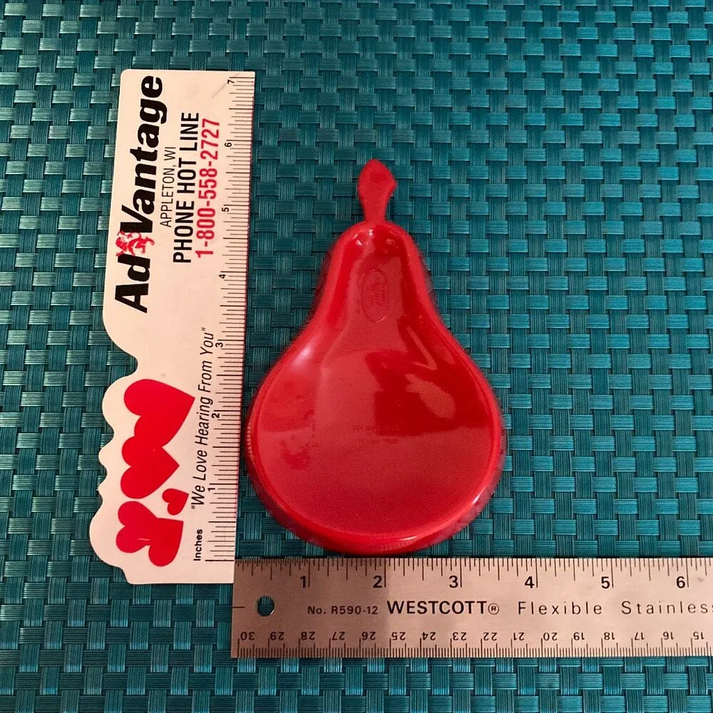 Vintage Red Plastic Pear-Shaped Spoon Rests by the Fuller Brush Co NOS